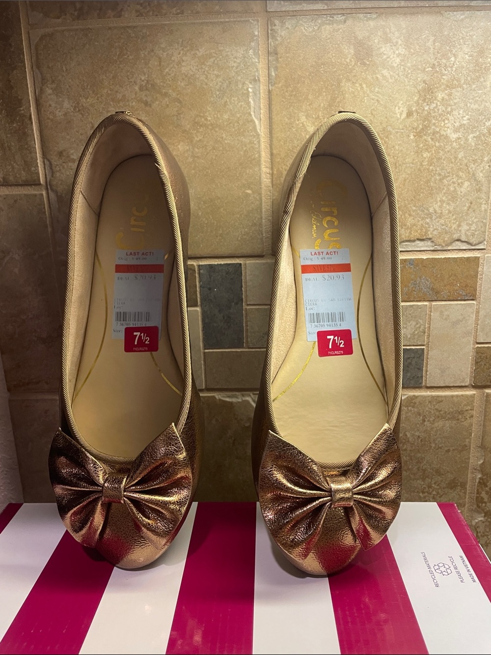 Circus by Sam Edelman Metallic Rose Gold Bow Ballet Flats